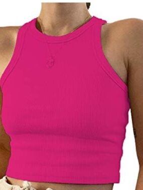 Hollister Vibrant Pink Ribbed Tank